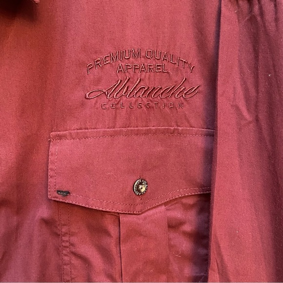 Ablanche Streetwear Y2K‎ Embroidered Red Long Sleeve Button Front 5X Men’s Shirt - Picture 6 of 6